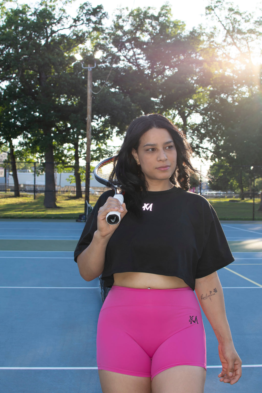 KM’ Cropped T-Shirt Oversized